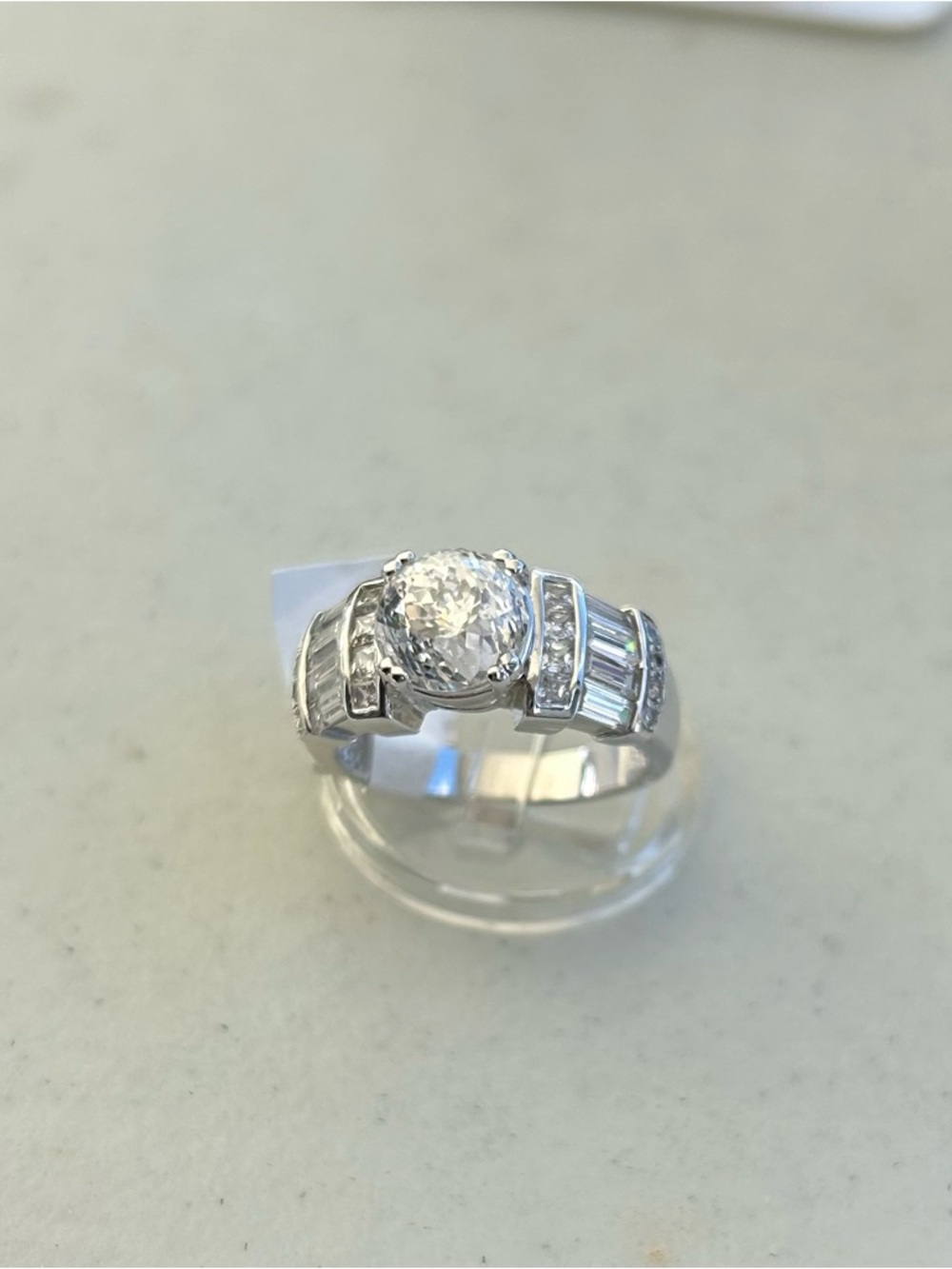 Sterling Silver Round-Cut CZ Statement Ring in Silver